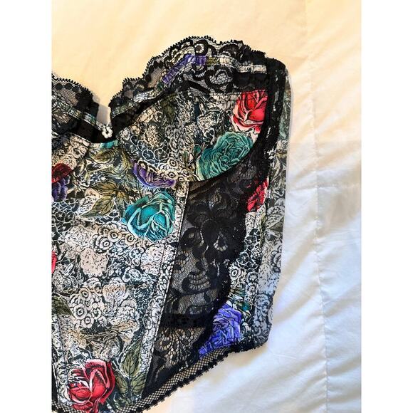 Vintage Christian Dior Bustier Floral Print Strapless Balconette Bra Size 34B - Picture 3 of 7